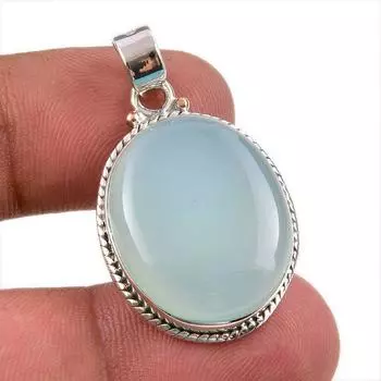 Natural Aqua Chalcedony Gemstone Handmade 925 Solid Silver Pendant 1.50 j9h05