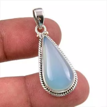 Natural Aqua Chalcedony Gemstone Handmade 925 Solid Silver Pendant 1.50 b2S13