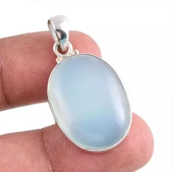 Natural Aqua Chalcedony Gemstone Handmade 925 Solid Silver Pendant 1.50 e2Z78