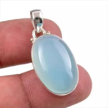 Natural Aqua Chalcedony Gemstone Handmade 925 Solid Silver Pendant 1.50 I2o33