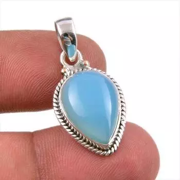 Natural Aqua Chalcedony Gemstone Handmade 925 Solid Silver Pendant 1.50 E7f07