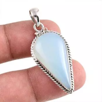 Natural Aqua Chalcedony Gemstone Handmade 925 Solid Silver Pendant 1.75 f8K02