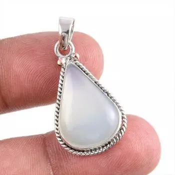 Natural Aqua Chalcedony Gemstone Handmade 925 Solid Silver Pendant 1.50 e2n01