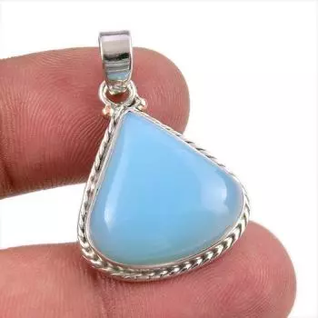 Natural Aqua Chalcedony Gemstone Handmade 925 Solid Silver Pendant 1.50 u3O95