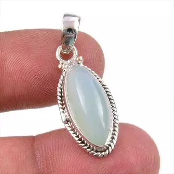 Natural Aqua Chalcedony Gemstone Handmade 925 Solid Silver Pendant 1.50 a5i66