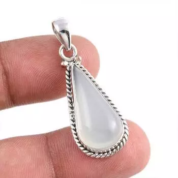 Natural Aqua Chalcedony Gemstone Handmade 925 Solid Silver Pendant 1.50 R0M17