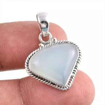 Natural Aqua Chalcedony Gemstone Handmade 925 Solid Silver Pendant 1.25 i1j08