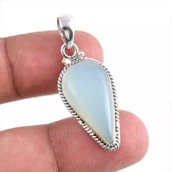 Natural Aqua Chalcedony Gemstone Handmade 925 Solid Silver Pendant 1.50 y6D22