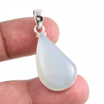 Natural Aqua Chalcedony Gemstone Handmade 925 Solid Silver Pendant 1.50 N6p17