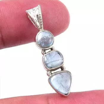 Natural Aquamarine 925 Solid Sterling Silver Gift Jewelry Pendant 1.25 s2P90