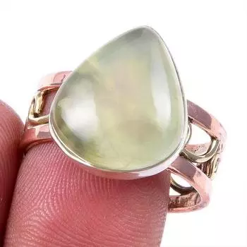 Natural Aquamarine Gemstone 925 Solid Silver Jewelry Two Tone Ring S.10.5US H3q11