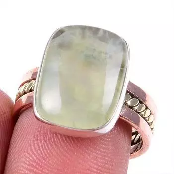 Natural Aquamarine Gemstone 925 Solid Silver Jewelry Two Tone Ring Size 8US v4q39