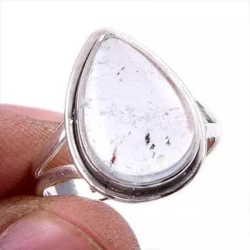 Natural Aquamarine Gemstone 925 Solid Sterling Silver Jewelry Ring Size 9 h8w14