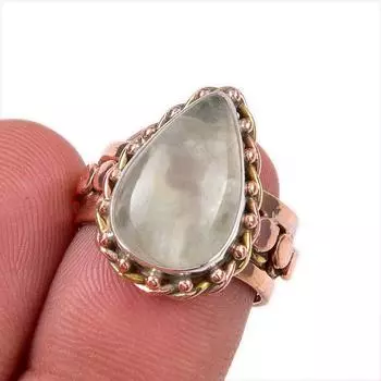 Natural Aquamarine Gemstone 925 Solid Sterling Silver Two Tone Ring Size 6 d4Y59