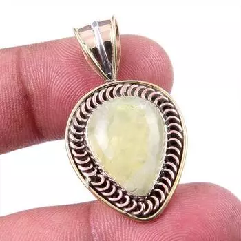 Natural Aquamarine Gemstone 925 Solid Sterling Silver TwoTone Pendant 1.25 s0O16