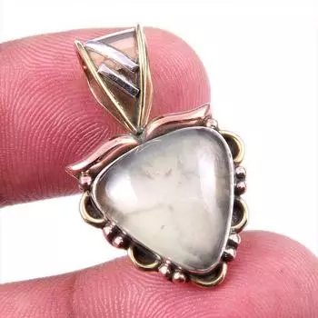 Natural Aquamarine Gemstone 925 Solid Sterling Silver TwoTone Pendant 1.25 k7U29