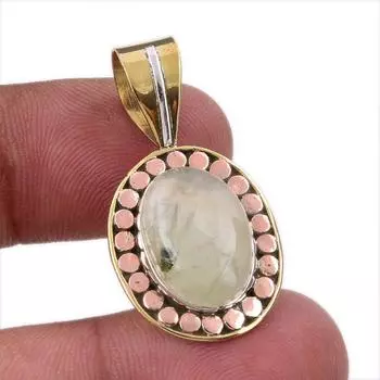 Natural Aquamarine Gemstone 925 Solid Sterling Silver TwoTone Pendant 1.50 b9b57