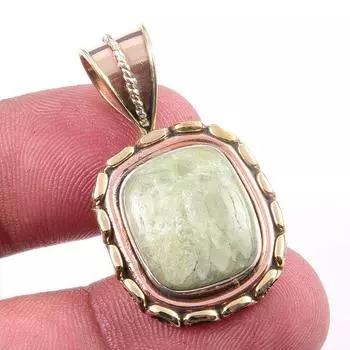 Natural Aquamarine Gemstone 925 Solid Sterling Silver TwoTone Pendant 1.25 c2T59