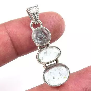 Natural Aquamarine Gemstone 925 Solid Sterling Silver Jewelry Pendant 1.50 F3D53