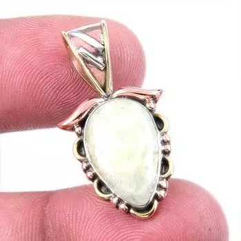 Natural Aquamarine Gemstone 925 Solid Sterling Silver TwoTone Pendant 1.25 N7Y79