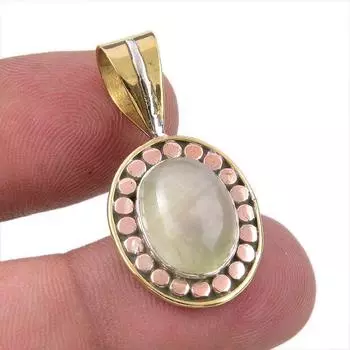 Natural Aquamarine Gemstone 925 Solid Sterling Silver TwoTone Pendant 1.25 H6p50