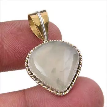 Natural Aquamarine Gemstone 925 Solid Sterling Silver TwoTone Pendant 1.50 E0G42