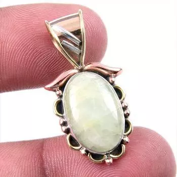 Natural Aquamarine Gemstone 925 Solid Sterling Silver TwoTone Pendant 1.25 t2t13