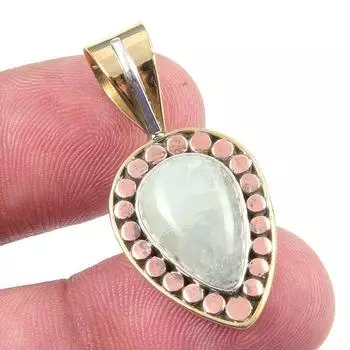 Natural Aquamarine Gemstone 925 Solid Sterling Silver TwoTone Pendant 1.25 N7m91