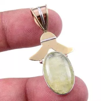Natural Aquamarine Gemstone 925 Solid Sterling Silver TwoTone Pendant 1.50 B4Z40