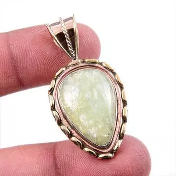 Natural Aquamarine Gemstone 925 Solid Sterling Silver TwoTone Pendant 1.75 Y4h16