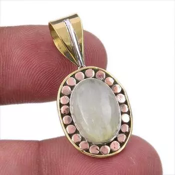 Natural Aquamarine Gemstone 925 Solid Sterling Silver TwoTone Pendant 1.50 I1H80