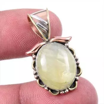 Natural Aquamarine Gemstone 925 Solid Sterling Silver TwoTone Pendant 1.25 w9G30