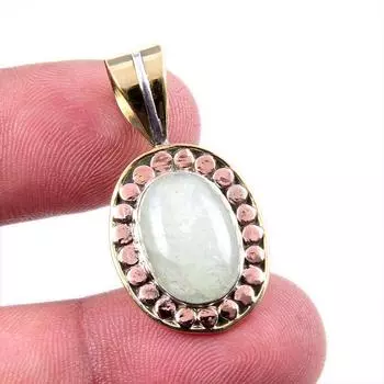Natural Aquamarine Gemstone 925 Solid Sterling Silver TwoTone Pendant 1.25 K3u80