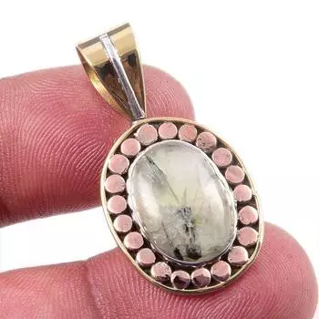 Natural Aquamarine Gemstone 925 Solid Sterling Silver TwoTone Pendant 1.25 Y0j87