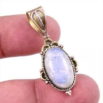 Natural Aquamarine Gemstone 925 Solid Sterling Silver TwoTone Pendant 1.50 S3o54