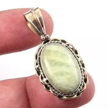 Natural Aquamarine Gemstone 925 Solid Sterling Silver TwoTone Pendant 1.50 t3f40