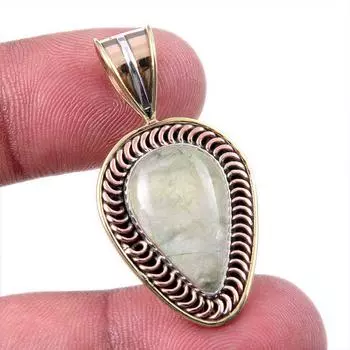 Natural Aquamarine Gemstone 925 Solid Sterling Silver TwoTone Pendant 1.50 S1V82