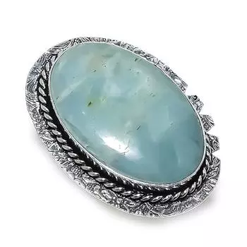 Кольцо из серебра 925 пробы с натуральным аквамарином, размер 8, g6Y56