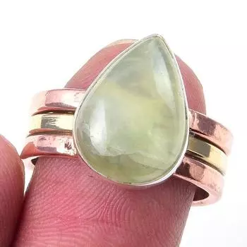 Natural Aquamarine Gemstone 925 Sterling Silver Jewelry Two Tone Ring S.7.5 v1O98