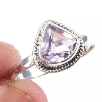 Natural Aquamarine Gemstone Handmade 925 Solid Sterling Silver Ring Size 8 G5b91