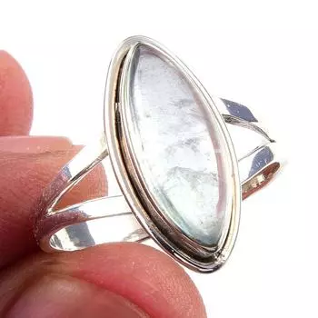 Natural Aquamarine Gemstone Handmade 925 Solid Sterling Silver Ring Size 9 n5W48