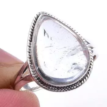 Natural Aquamarine Gemstone Handmade 925 Solid Sterling Silver Ring Size 9 A5V78