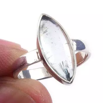 Natural Aquamarine Gemstone Handmade 925 Solid Sterling Silver Ring Size 6 E3F97