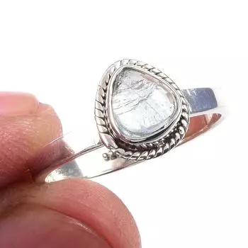 Natural Aquamarine Gemstone Handmade 925 Solid Sterling Silver Ring S.6.5 K9T36
