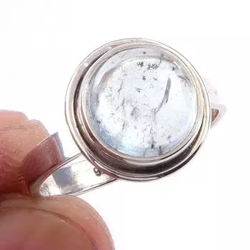 Natural Aquamarine Gemstone Handmade 925 Solid Sterling Silver Ring Size 7 W3y91