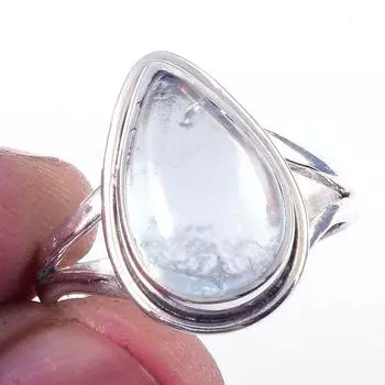 Natural Aquamarine Gemstone Handmade 925 Solid Sterling Silver Ring Size 8 m9R33