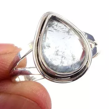 Natural Aquamarine Gemstone Handmade 925 Solid Sterling Silver Ring Size 9 o5o27