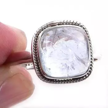 Natural Aquamarine Gemstone Handmade 925 Solid Sterling Silver Ring Size 10 w8M44