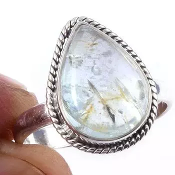 Natural Aquamarine Gemstone Handmade 925 Solid Sterling Silver Ring Size 9 m3r78