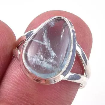 Natural Aquamarine Gemstone Handmade 925 Solid Sterling Silver Ring Size 7 w3P25